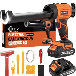 Saker Electric Caulking Gun Cordless Caulk Gun Drip-free with Caulking Tools 4 Adjustable Speeds with LED Light 10oz/300ml for Kitchen Bathroom Fillin