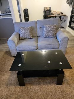 Loveseat Sofa with Black Coffe Table