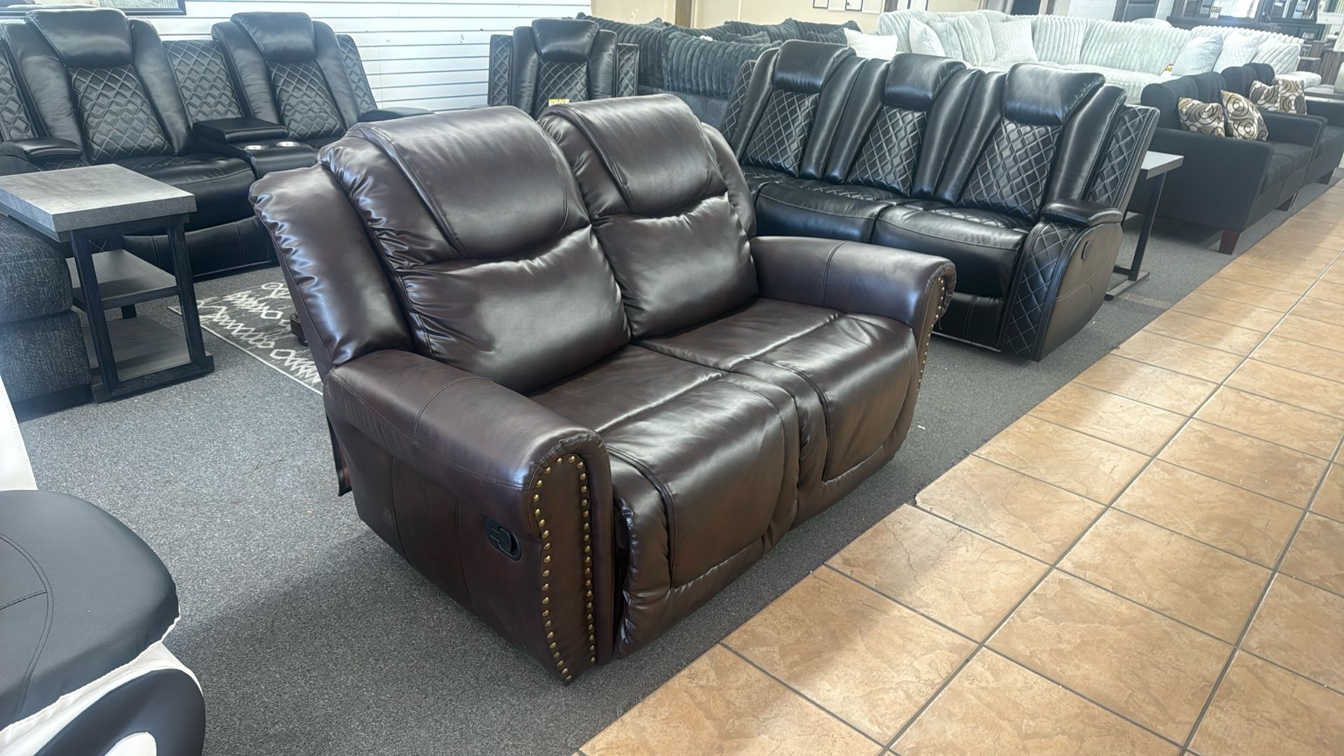 Brown Loveseat With Recliners