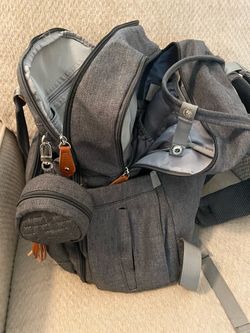 Large Diaper Bag Backpack – Gray – Lots of Storage