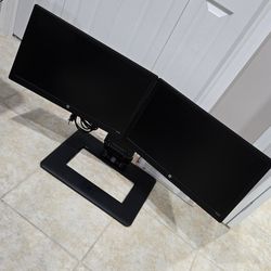 Dual HP LV2311 23" 1080p Monitors w/ HP AW664AA Adjustable Stand - Mint