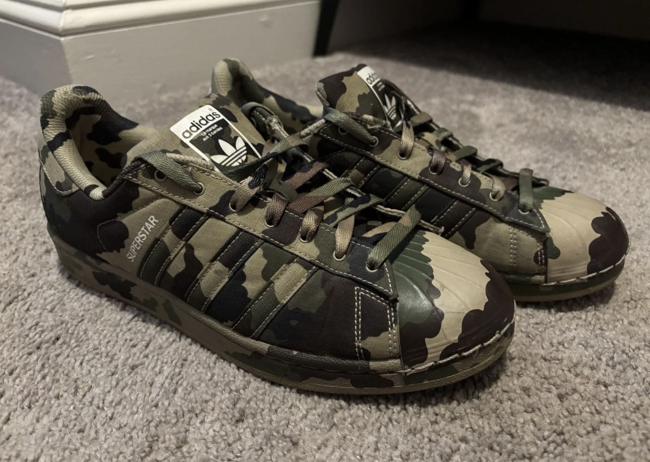 RARE Sz 9 Adidas Superstar Graphic Pack CAMO Ripstop Military Fabric B35403
