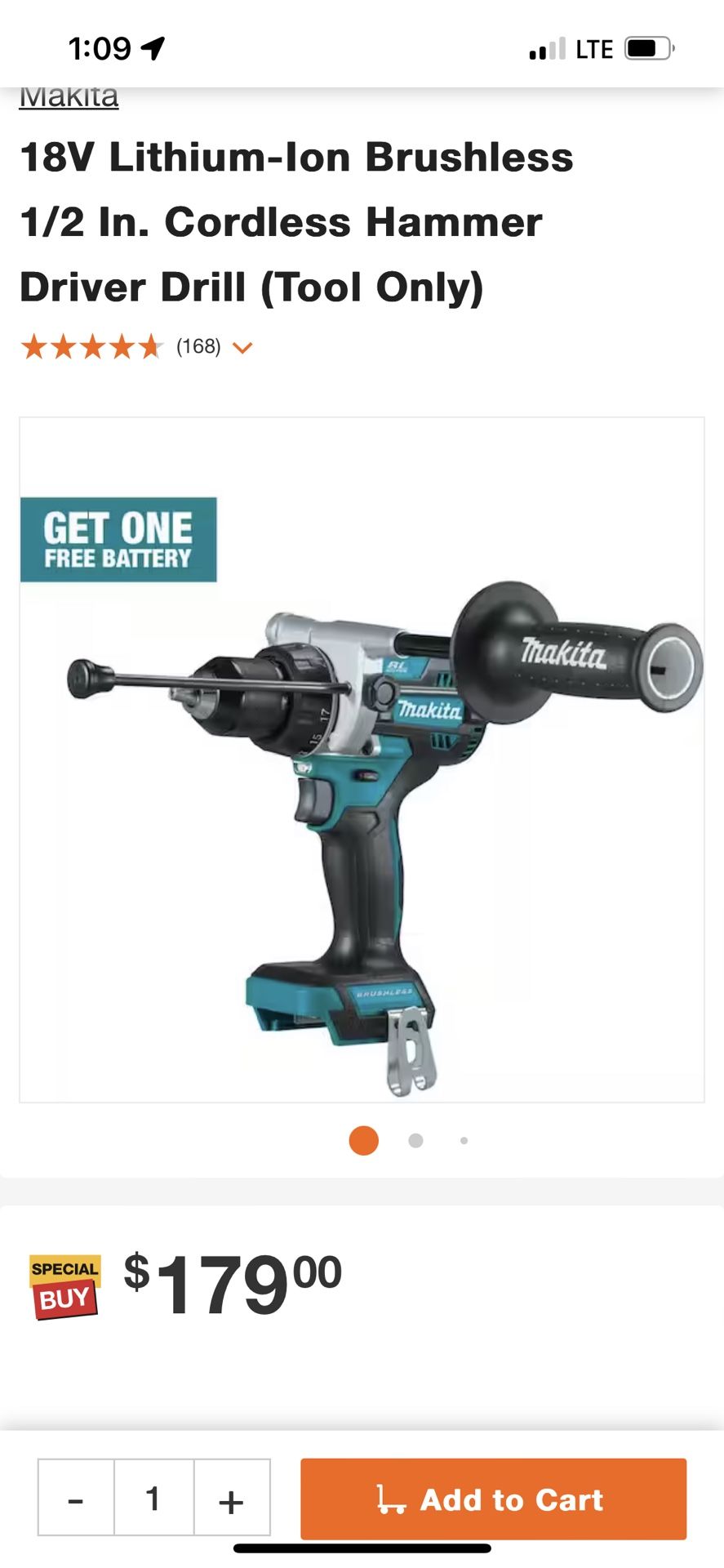 Makita 18V Brushless 1/2” Cordless Hammer Drill
