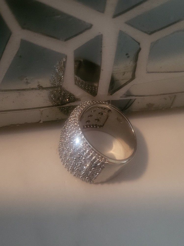 925 Sterling SILVER Round CZ Size 7 Ring
