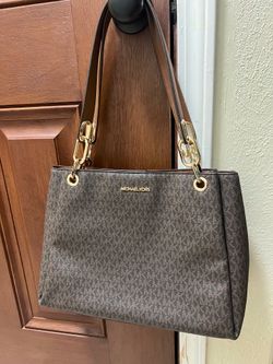 Michael Kors Trisha Large Logo Shoulder Bag Brown
