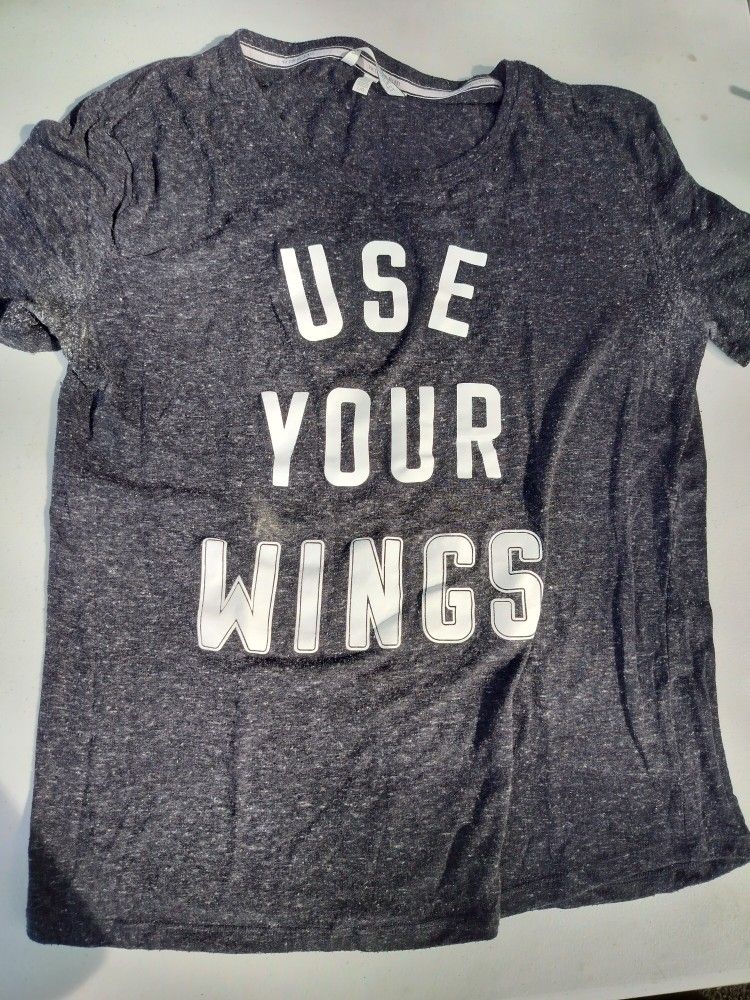 Victoria's Secret Gray 'USE YOUR WINGS' T-Shirt - Used, Check Size"