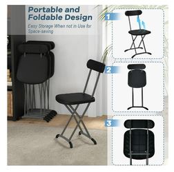 GYMAX Folding Chair, 400lbs Plastic Chairs Set with Steel Frame & Ergonomic Curved Back, Indoor & Outdoor Commercial Event Seat for Meeting, Wedding, 