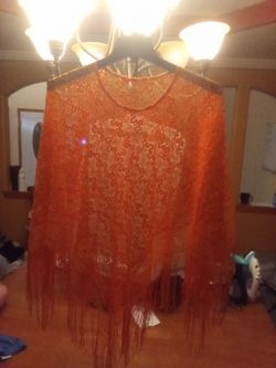 OSFA Marygold festive Halloween lace shawl