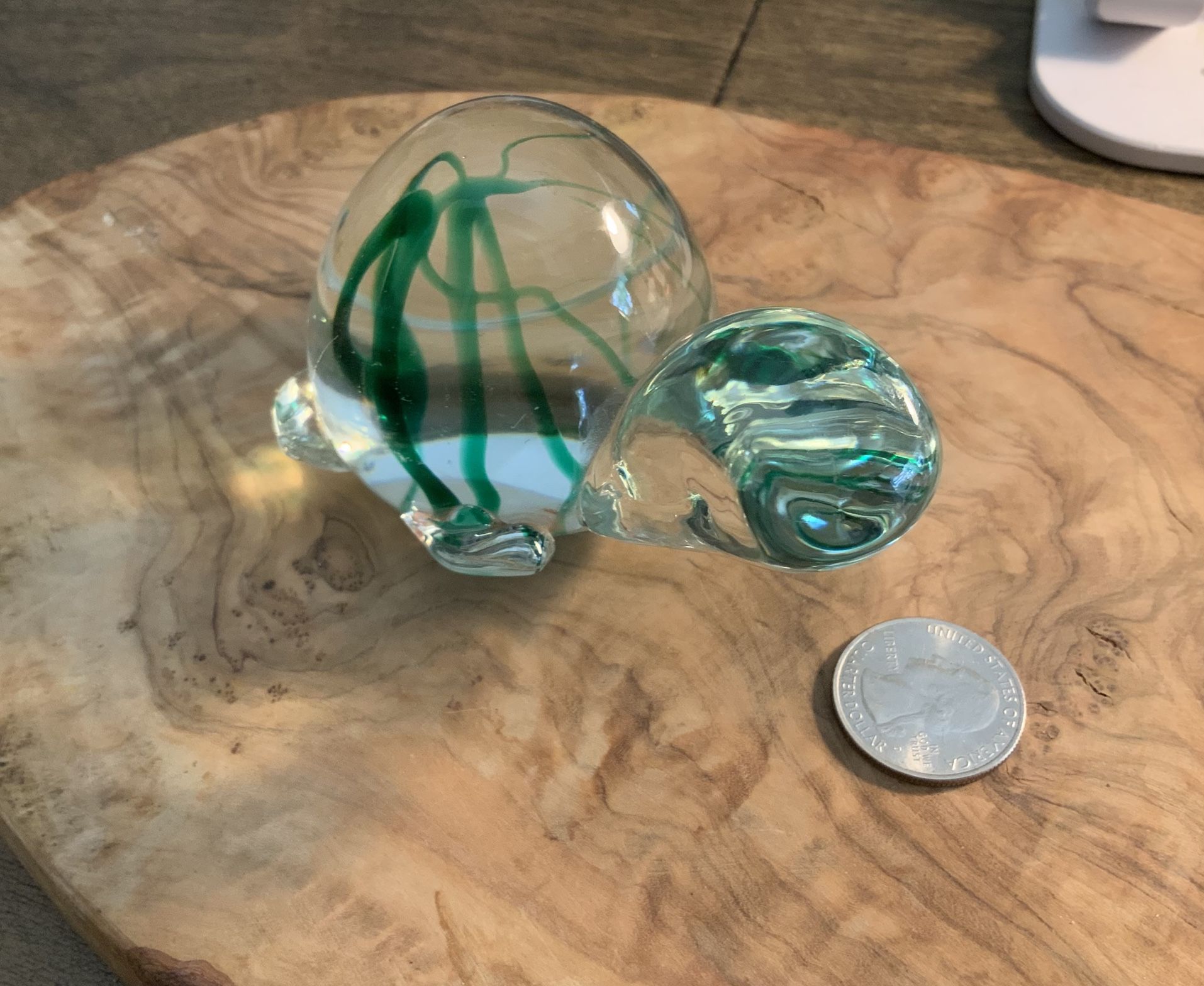Glass Blown green Swirl Turtle