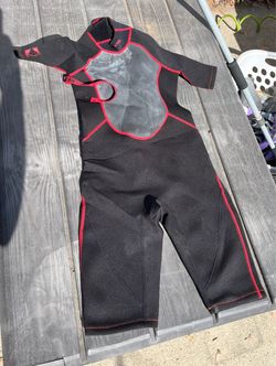 Black Neoprene Wetsuit with Red Stitching