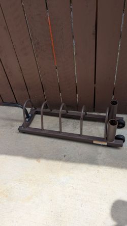 Horizontal Plate and Olympic Bar Rack Organizer