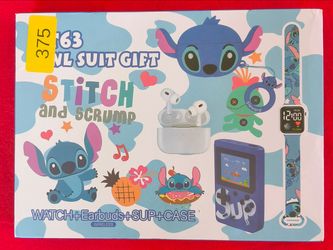 Stitch & Scrump GT63 4pc Electronics Bundle - Blue Kids Gift Set with Watch & Earbuds