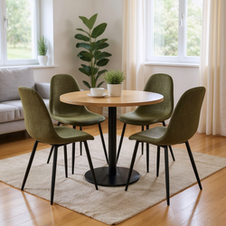 Charlton Tweed Fabric Scandinavian Dining Chair Set of 4