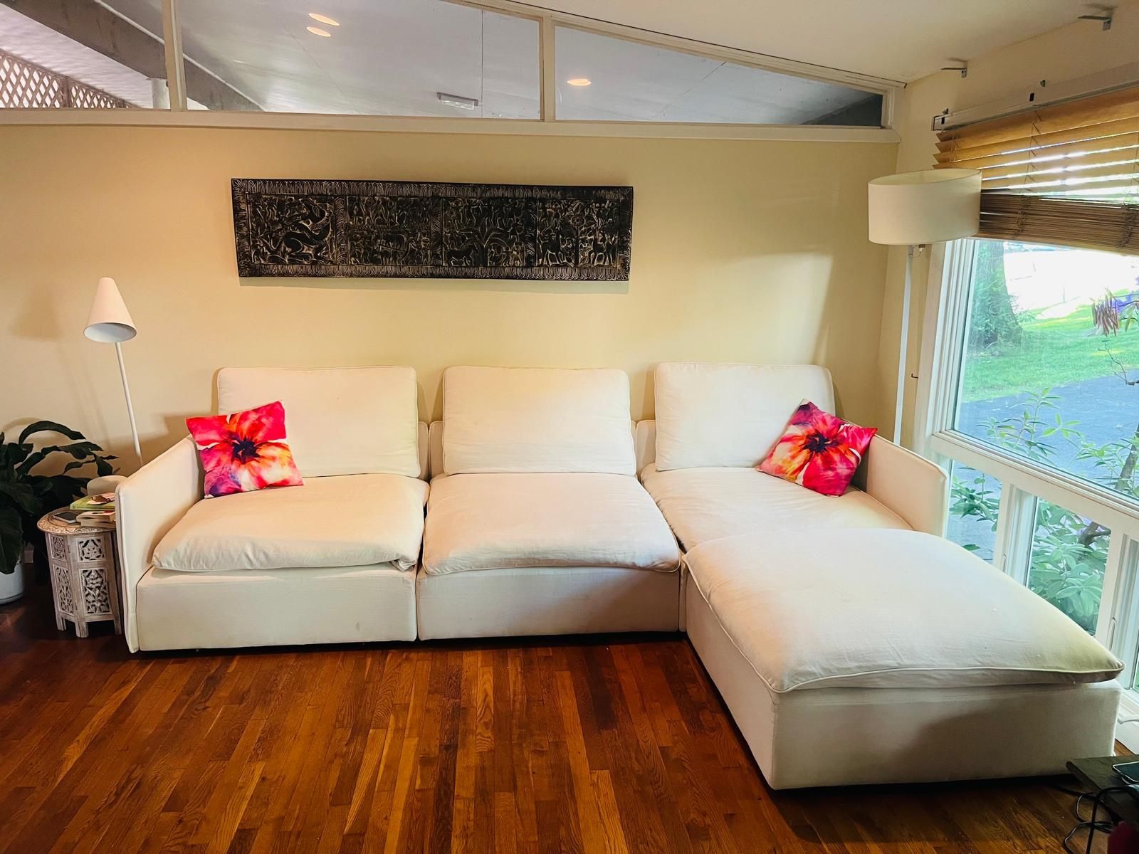 White CB2 Sofa - 4 Pieces Sectional with Chaise Lounge