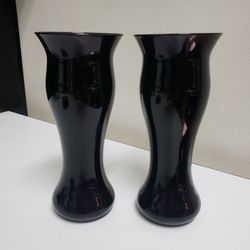 Pair Vintage Black Glasses / Vases