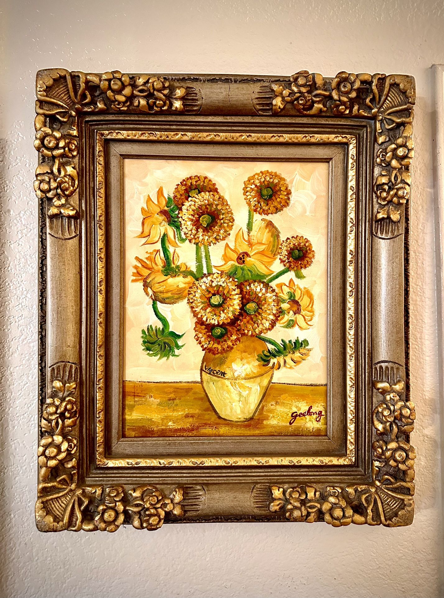 Flowers in a Vase original oil painting by Geelong H24.5xL20.5 inch Lbs7