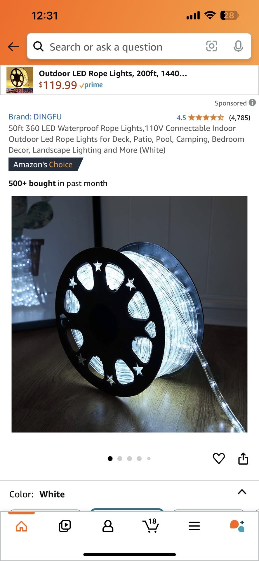 360 LED Waterproof Rope Lights, 110V