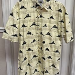Mens Hawaiian Style Fishing Shirt Sailfish size XXL just $8