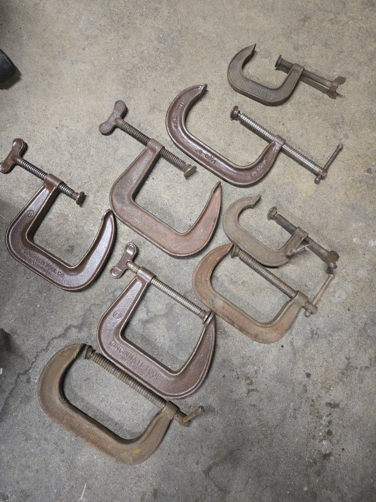 Bundle Of Vintage C Clamps Selling Together NO Flaws SEE All Pics