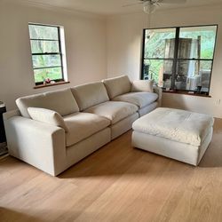 NEW Beige Linen Cloud Couch Sectional
