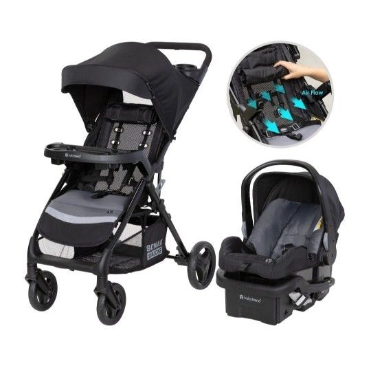 Baby Trend Stroller - New Venture 4-Wheel Stroller Travel System - Grey
