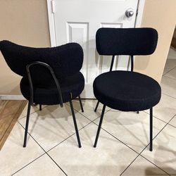 Modern Black Boucle Dining Chairs                         -Set of 6, Chairs only