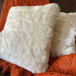 Pottery Barn Ivory Faux Fur Pillows - New