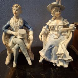  TWO BEAUTIFUL VINTAGE VICTORIAN STATUES  SUPER NICE 