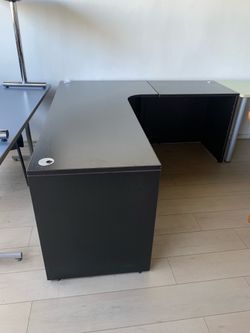 Desk l shaoe 72”x66” with drawer black espresso