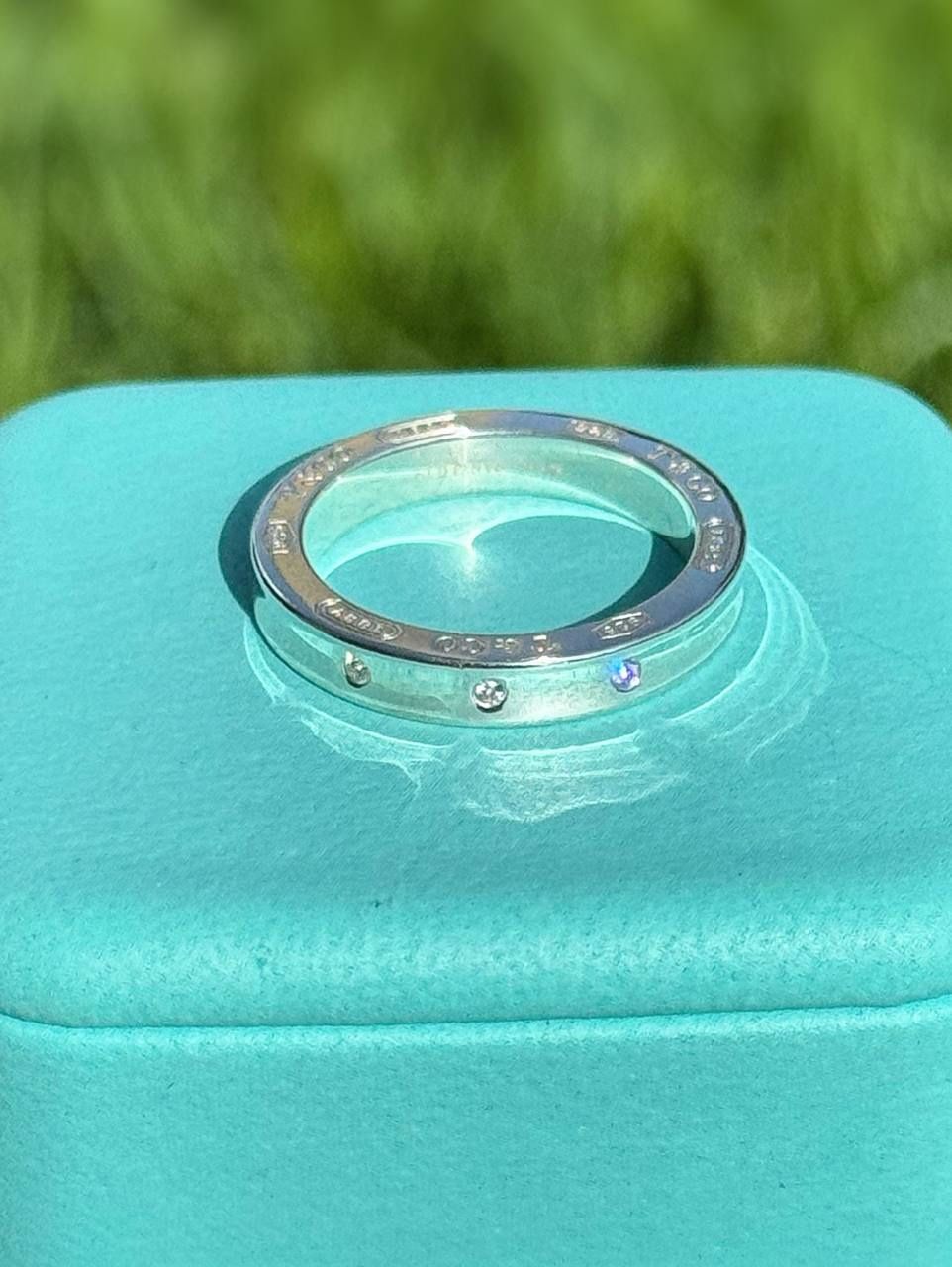 Tiffany & Co. Authentic MINT 1837 925 Silver 3 Diamond Circle Round Stacking Ring Band sz6