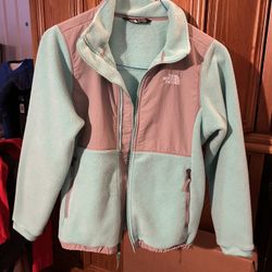 North Face Turquoise & Gray Full-Zip Fleece Jacket Girl 14/16 LG