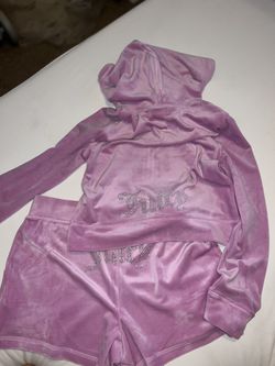 Size L Juicy Couture velour bling shorts set Dewberry Purple matching set 