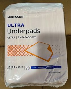 McKesson Ultra Underpads 30” x 36” – 10 Count – New/Sealed