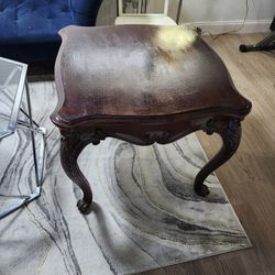 Heavy Real Wood Antique Side Table 