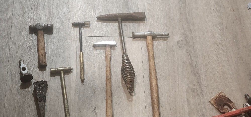 Auto Body Mechanics Hammer Pick Tool Lot Brass Ding Finish Chisel Ball Peen Wood
