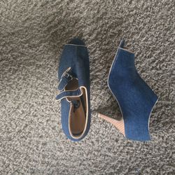 Open Toe Denim Heels