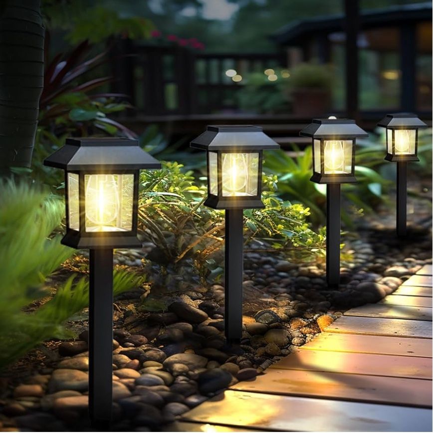 (4444-63) Solar Lights Outdoor,12 Pack Waterproof Auto On/Off Solar Pathway Lights for Your Garden, Landscape, Path, Yard, Patio, Driveway,Walkway Dec