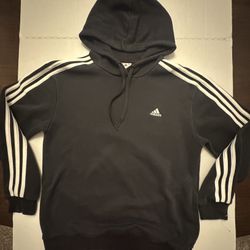 Pre Owned Good  Adidas  Pullover Hoodie Sweatshirt  Embroidered  Black  Men  Size Medium