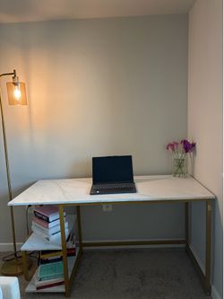 White Reversible Small Desk - Desk for Home Office  (55in)
