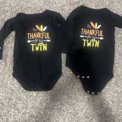 Twins Thanksgiving Bodysuit For Baby Twins 