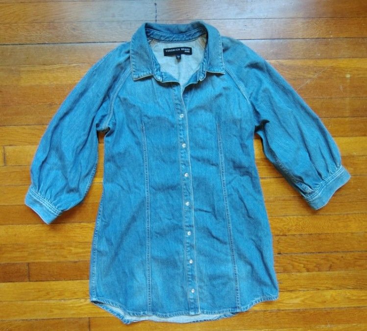 Veronica Beard Jeans Denim Minidress Large Retro Long Sleeve Dress Retail