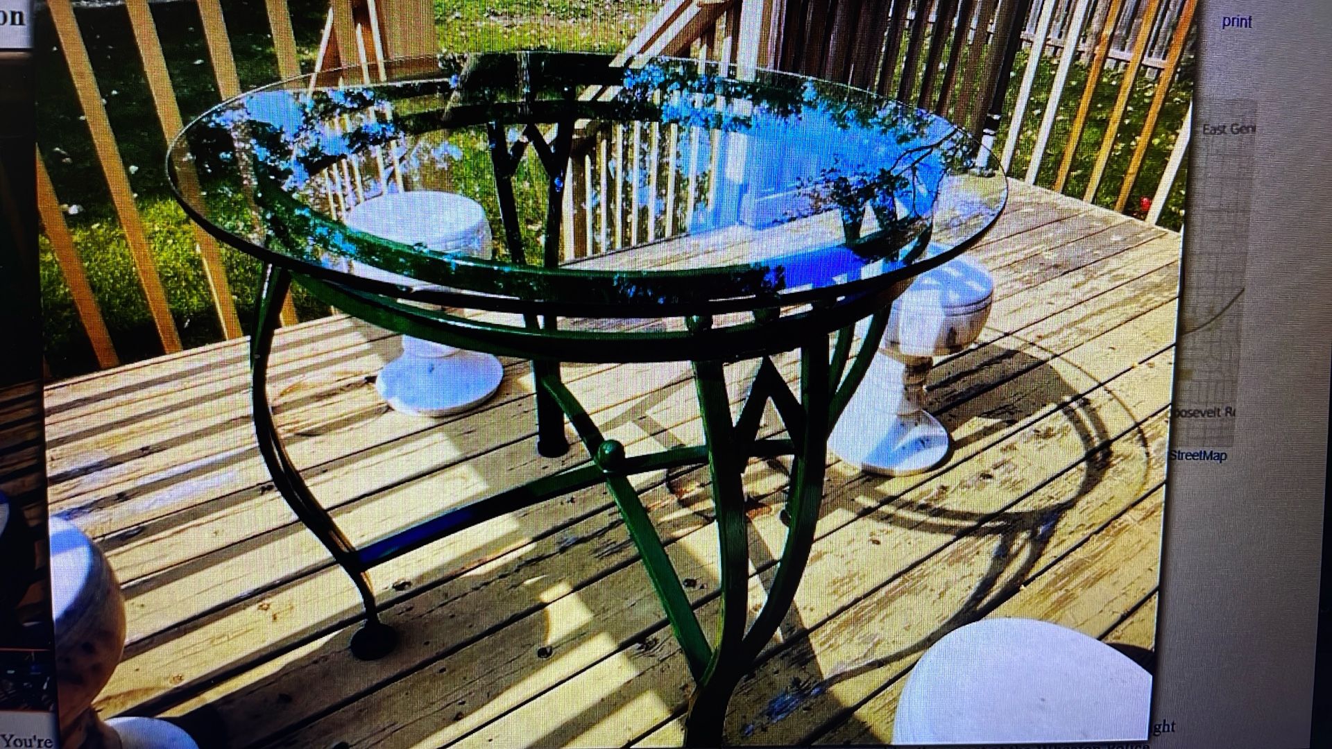 Wrought Iron Bistro / Dinette Table, 0.6 inch Thick Glass...