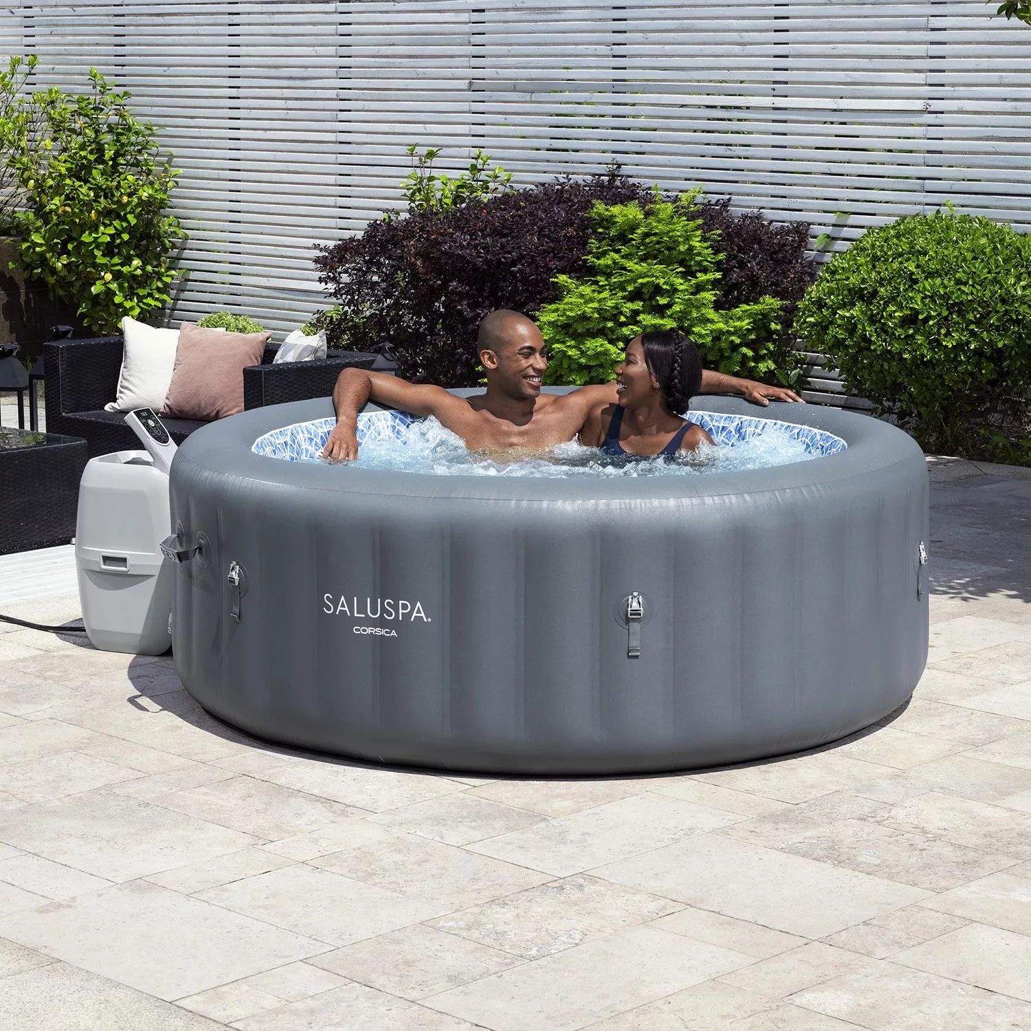 SaluSpa Corsica Energy-Saving Smart AirJet Inflatable Hot Tub, 77" x 28"