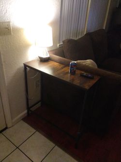 Small entry table with lamp