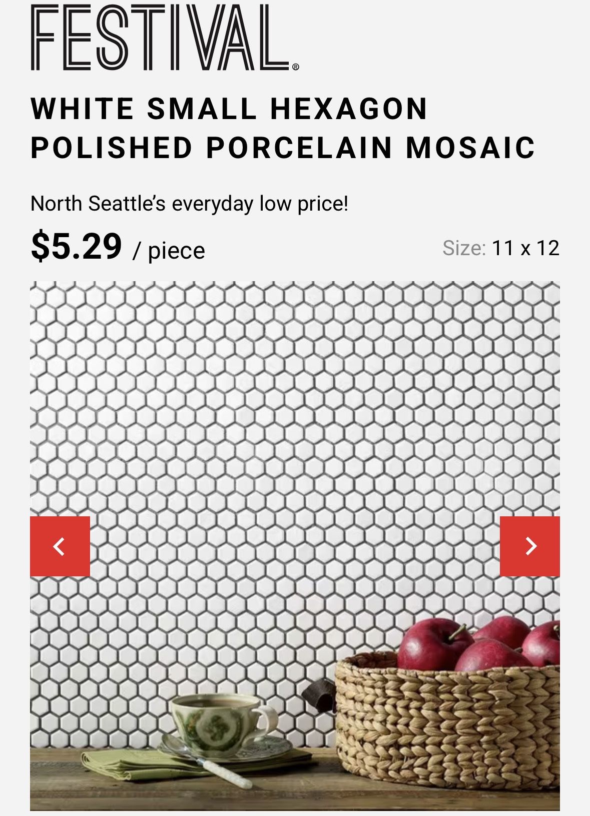 WHITE SMALL HEXAGON POLISHED PORCELAIN MOSAIC
