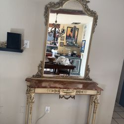 Antique Console With Mirror 