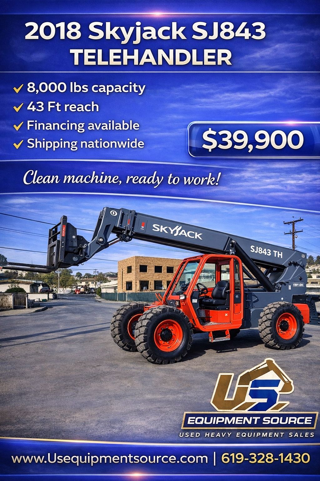 2018 Skyjack 8000 Lbs Telehandler