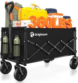 Collapsible Folding Wagon Cart Heavy Duty Beach Wagon Utility Cart with All Terrain Wheels