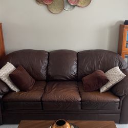 Leather sofa and loveseat