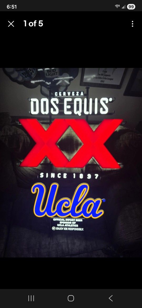 LED Neon type Sign UCLA Bruins Dos Equis Beer bar rare since 1897 ncaa XX light